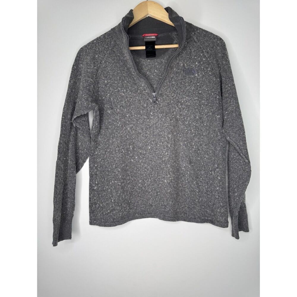 The North Face Pullover Grey Womens SMALL 1/4 Zip Merino Wool Blend Sweater Top